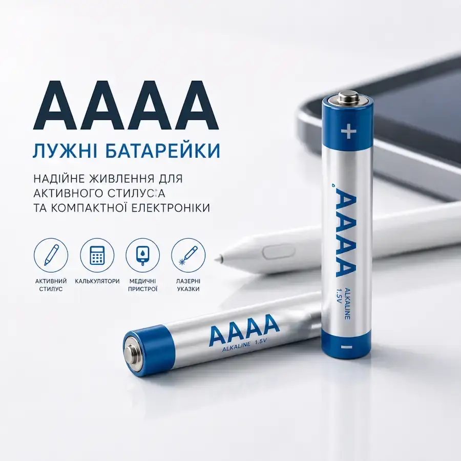 Лужні батарейки AAAA для активного стілуса та компактної електроніки