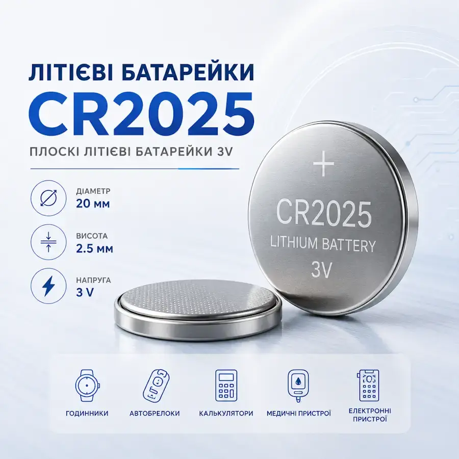 Літієві батарейки CR 2025 у вигляді антропоморфного персонажу