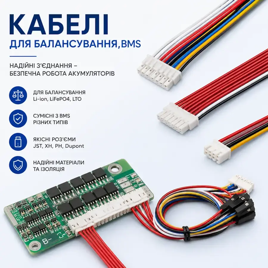 Балансувальний роз'єм та кабель для підключення BMS до акумуляторної батареї