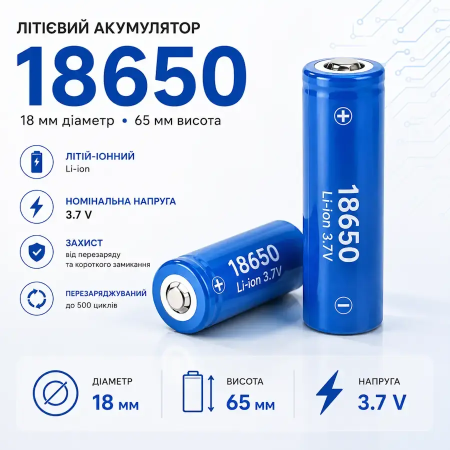 Літієві акумулятори типорозміру 18650