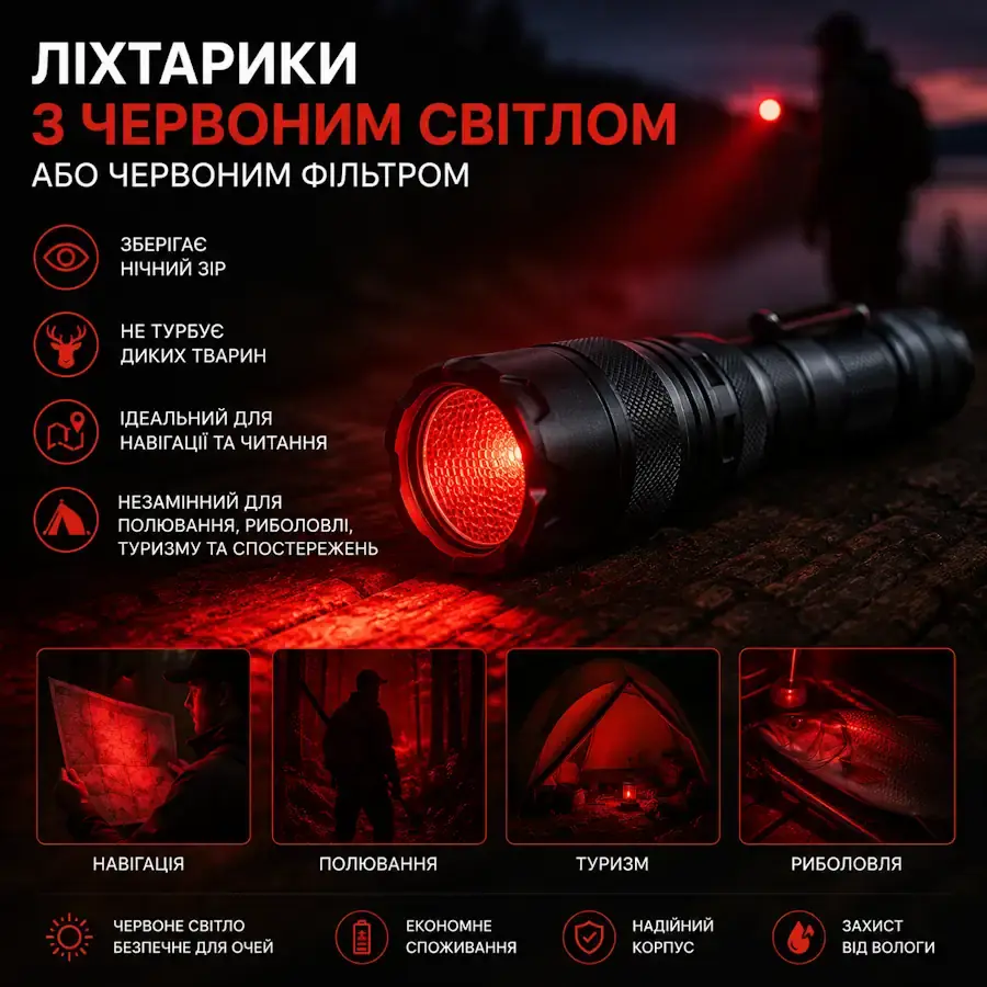 Ліхтарик з червоним світлом або червоним світлофільтром