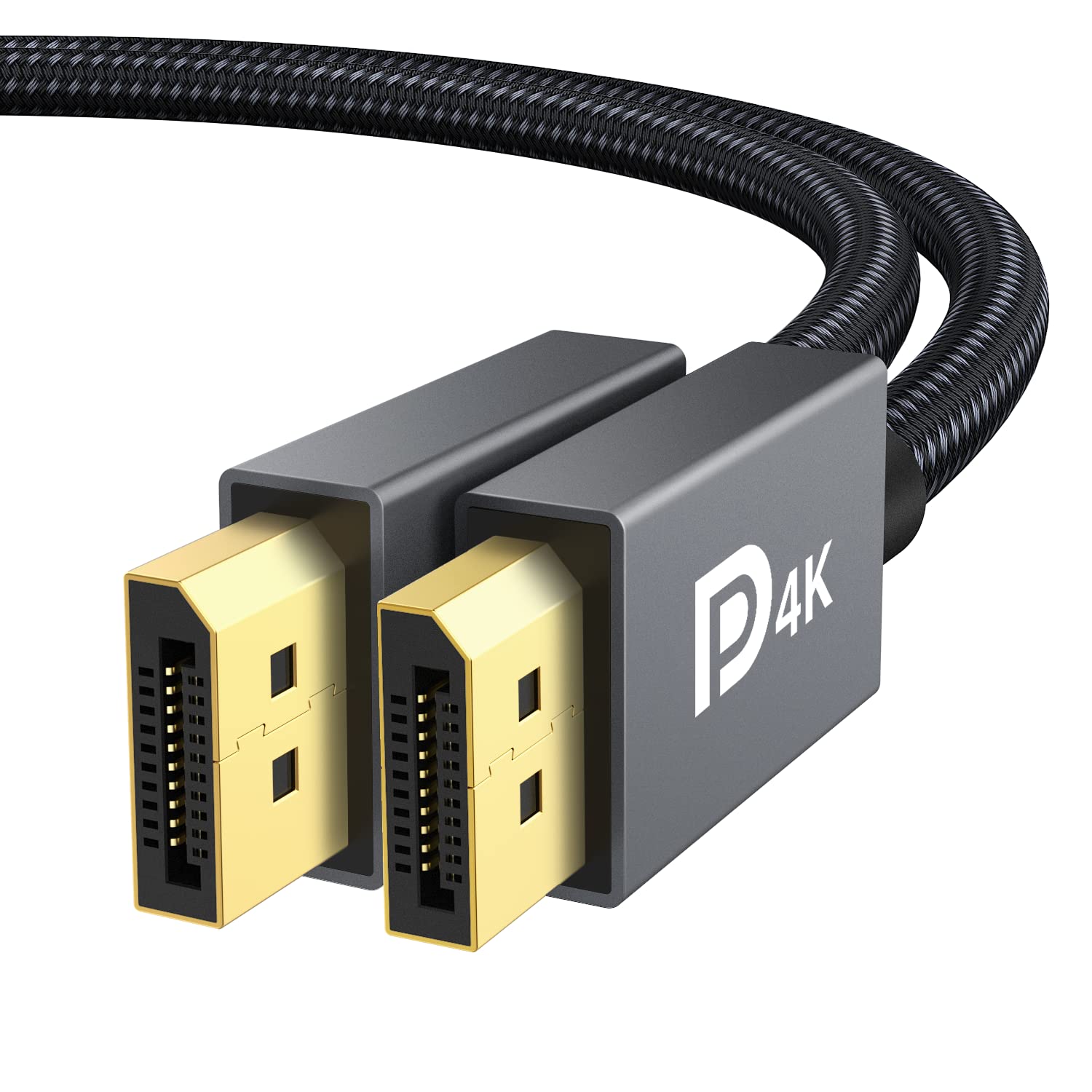 Кабель DisplayPort, підключений до комп'ютера та монітора, демонструючи високу якість передачі відео та аудіо сигналу з високою роздільною здатністю.