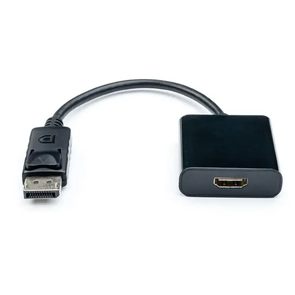 Кабель DisplayPort-HDMI, підключений до ноутбука і телевізора, демонструючи підключення між пристроями з різними стандартами.