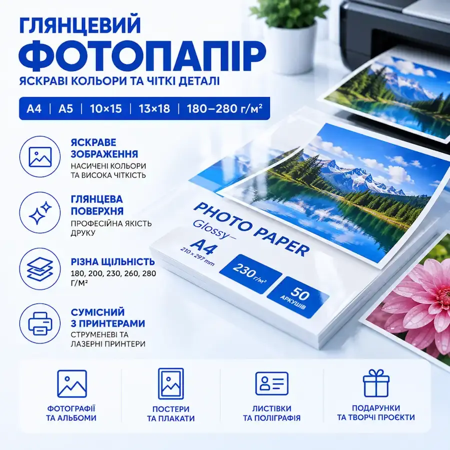  Глянцевий фотопапір для друку фотографій із високою деталізацією