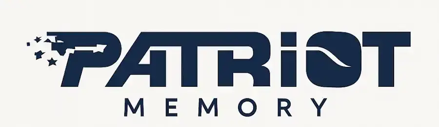 Зображення флешок та карт пам’яті PATRIOT – моделі Supersonic Rage, Viper, SD 128GB та microSD 64GB, на фоні логотипу PATRIOT Memory.