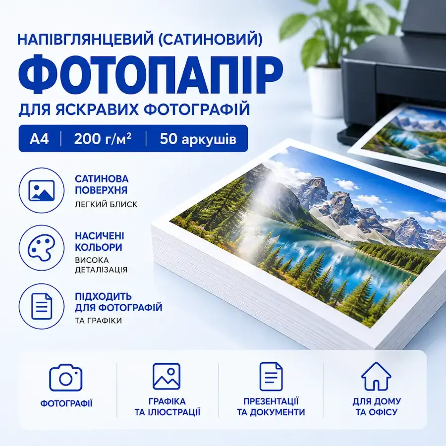 Напівглянцевий (сатиновий) фотопапір для друку фотографій