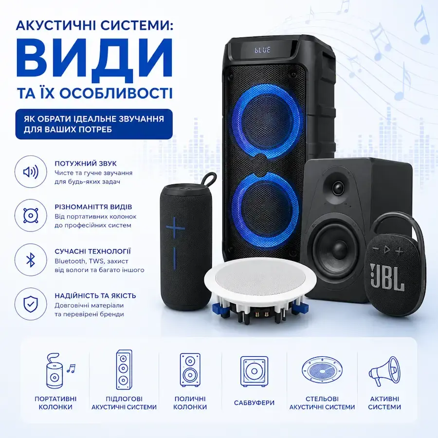 Портативна Bluetooth акустична система для дому та відпочинку