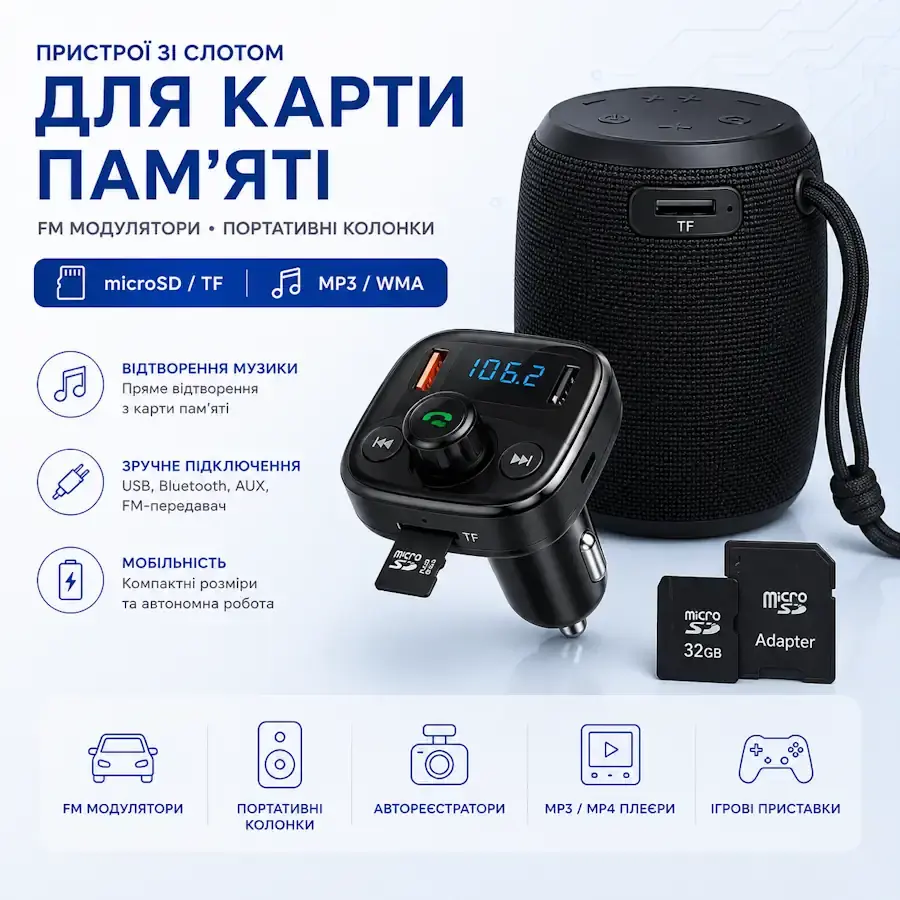 Пристрій зі слотом для карти пам'яті microSD та SD