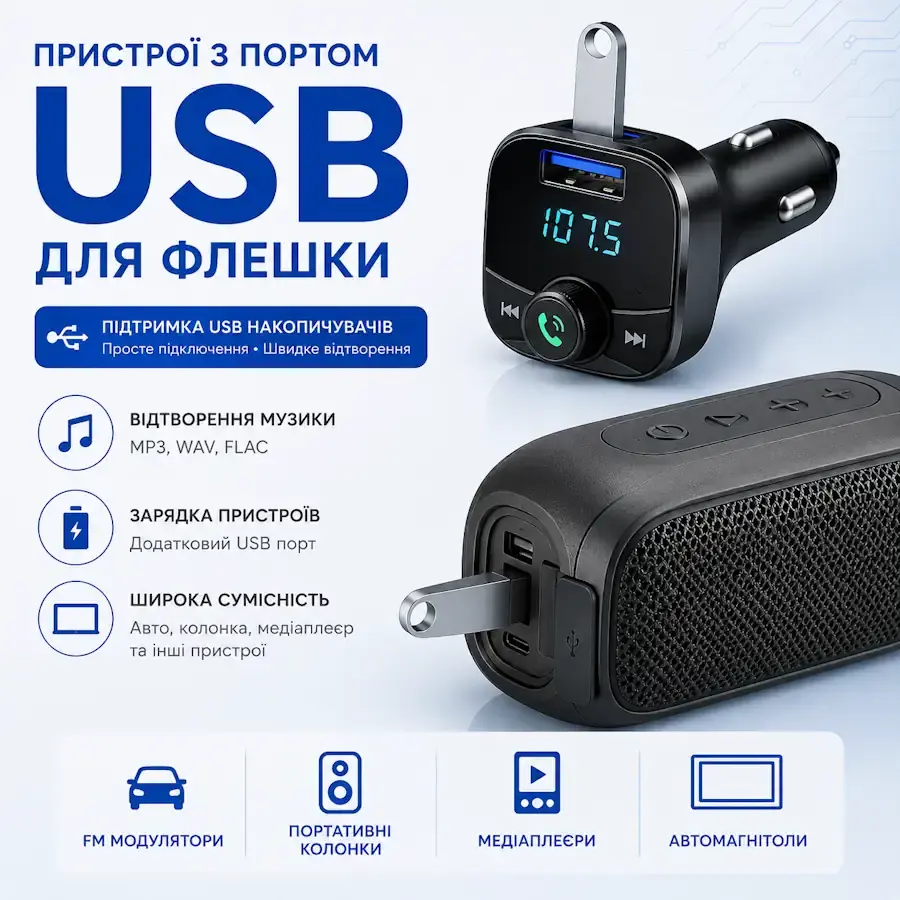 Гаджет із роз'ємом USB Type-A для підключення USB флешки