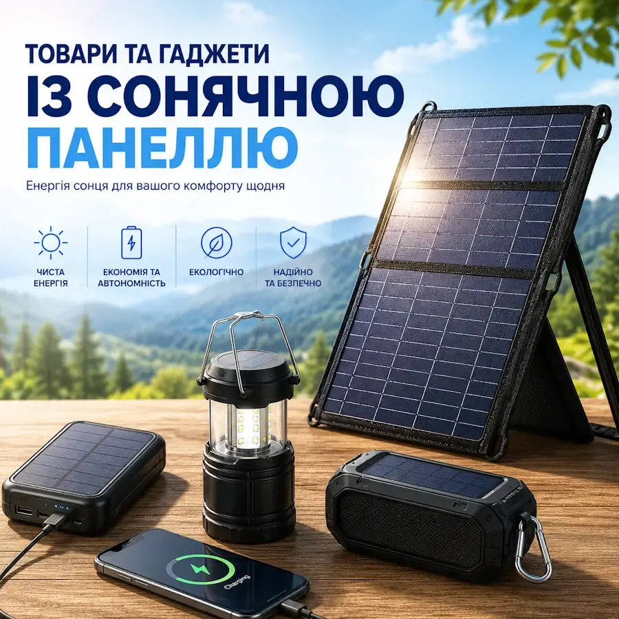 Товари та гаджети із сонячною панеллю