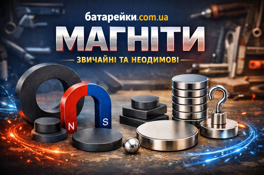 Асортимент товарів категорі неодимові та звичайні (феритові) магніти на сайті батарейки.com.ua