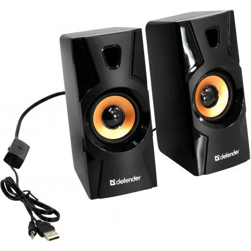 Колонки DEFENDER 2.0 Aurora S8 чорний, 8 Вт, живлення від USB (mini-Jack (3.5 мм), опір 8 Ом) від батарейки.com.ua