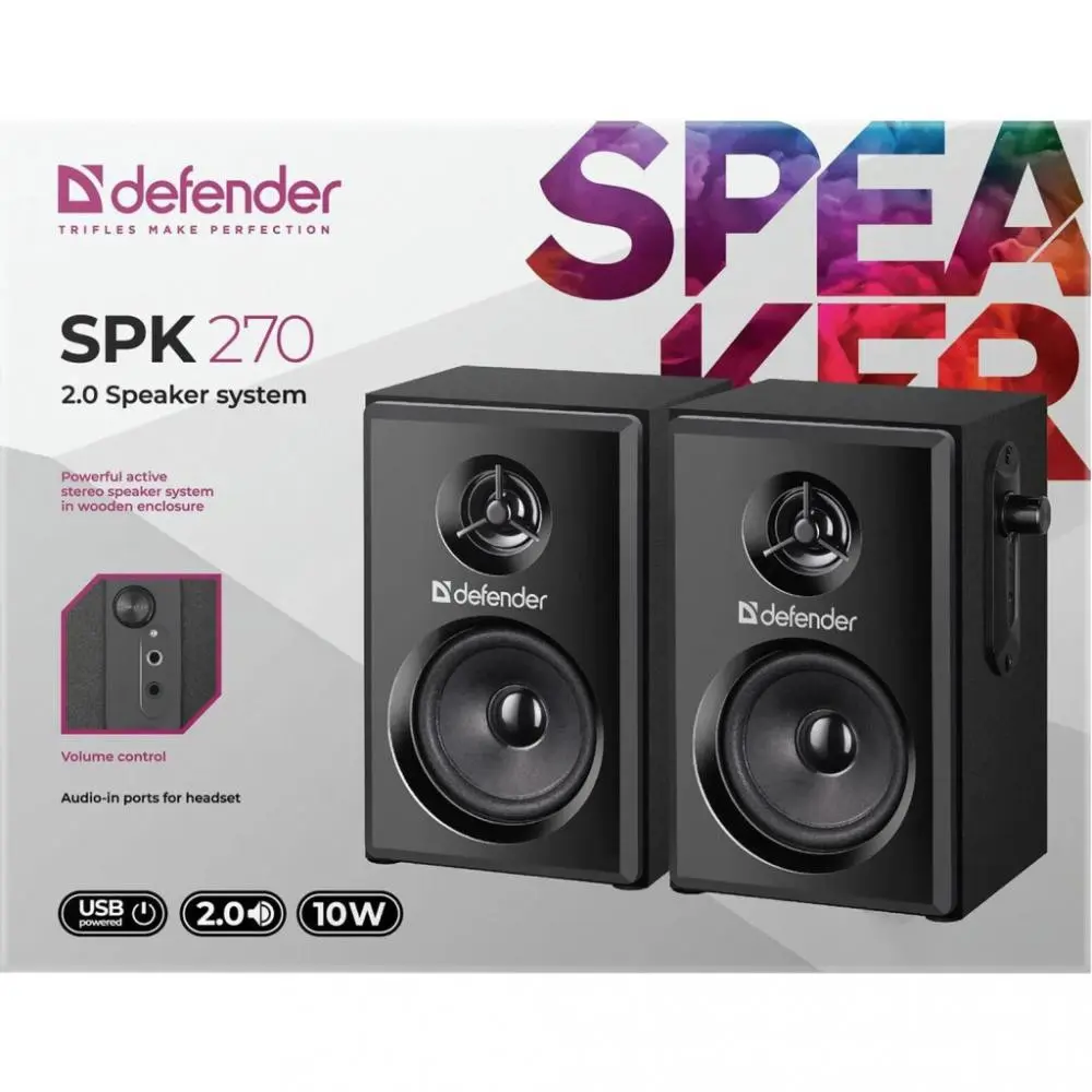 Акуст. DEFENDER 2.0 SPK-270 10 Вт, живлення від USB чорний