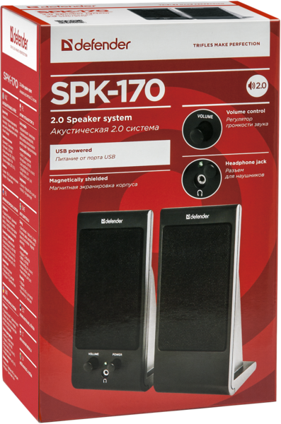 Акустика DEFENDER 2.0 SPK-165/SPK-170 4W USB чорний), зображення 4 Акустика DEFENDER 2.0 SPK-165/SPK-170 4W USB чорний), зображення 4