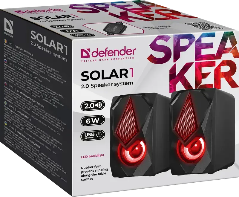 Акустика DEFENDER 2.0 Solar 1 6Вт підсвітка живлення від USB), зображення 8 Акустика DEFENDER 2.0 Solar 1 6Вт підсвітка живлення від USB), зображення 8