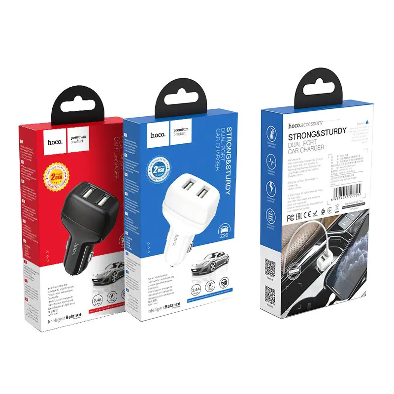 Автомобільне зарядне HOCO Z36 Leader 2USB 2,4A, чорний), зображення 3 Автомобільне зарядне HOCO Z36 Leader 2USB 2,4A, чорний), зображення 3