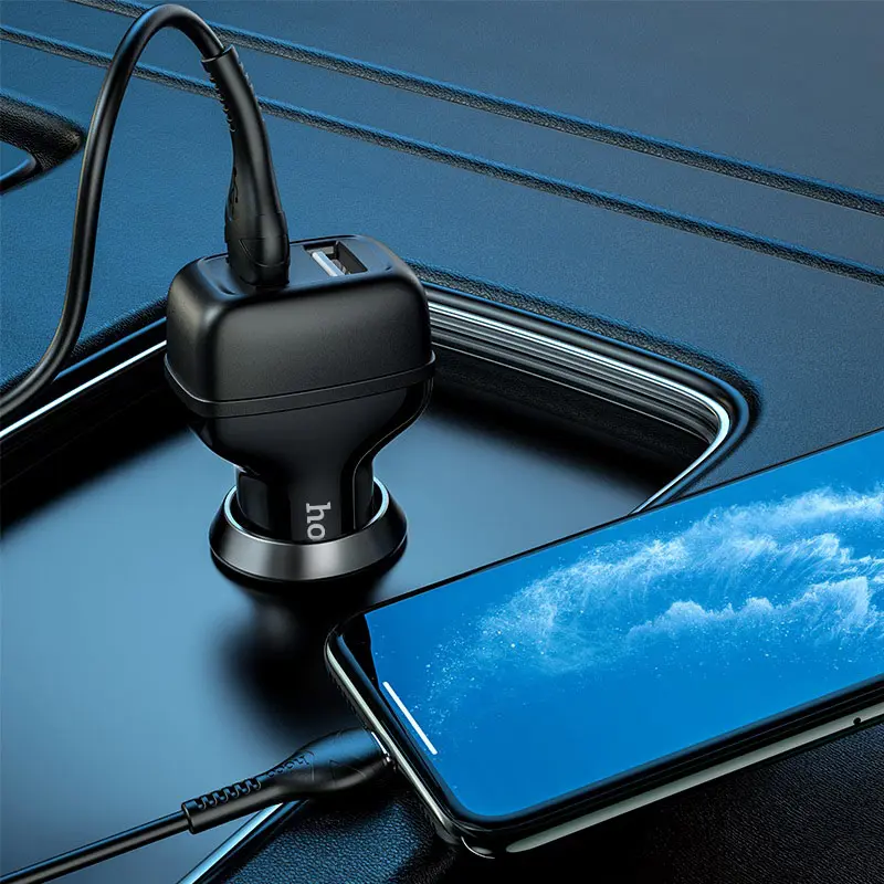 Автомобільне зарядне HOCO Z36 Leader 2USB 2,4A, чорний), зображення 4 Автомобільне зарядне HOCO Z36 Leader 2USB 2,4A, чорний), зображення 4
