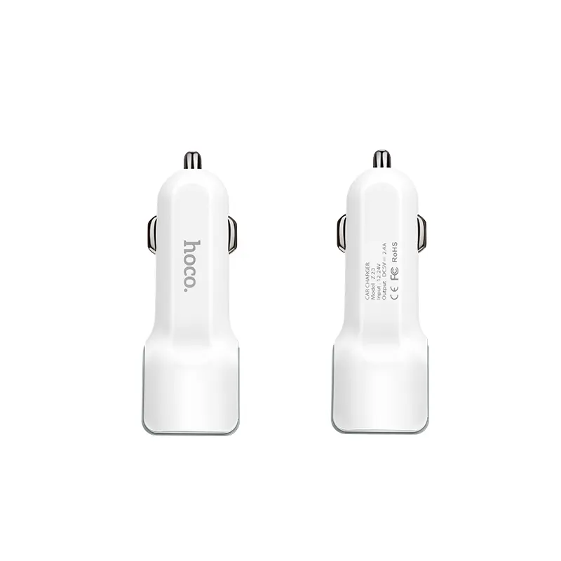 Автомобільне зарядне Hoco Z23 2 USB 2,4А Білий), зображення 4
