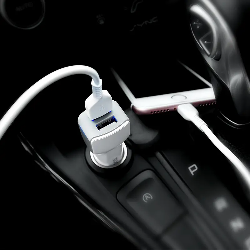 Автомобільне зарядне Hoco Z23 2 USB 2,4А Білий), зображення 9