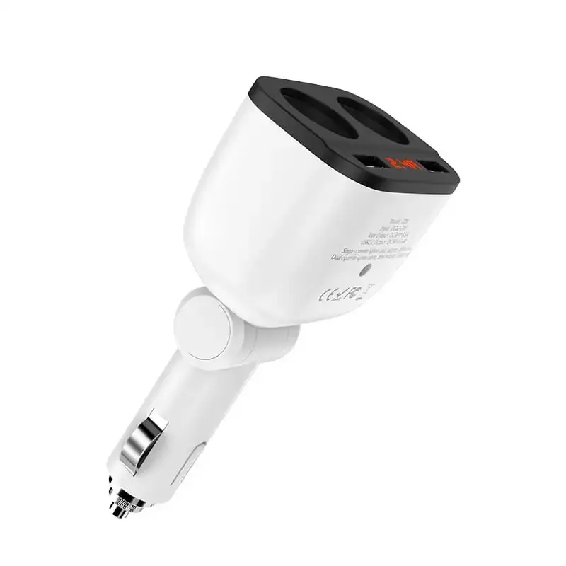Автомобільне зарядне Hoco Z28 Power Ocean, 2LighterPlug, 160W, 2USB, 3.1A, LCD дисплей, White), зображення 6 Автомобільне зарядне Hoco Z28 Power Ocean, 2LighterPlug, 160W, 2USB, 3.1A, LCD дисплей, White), зображення 6