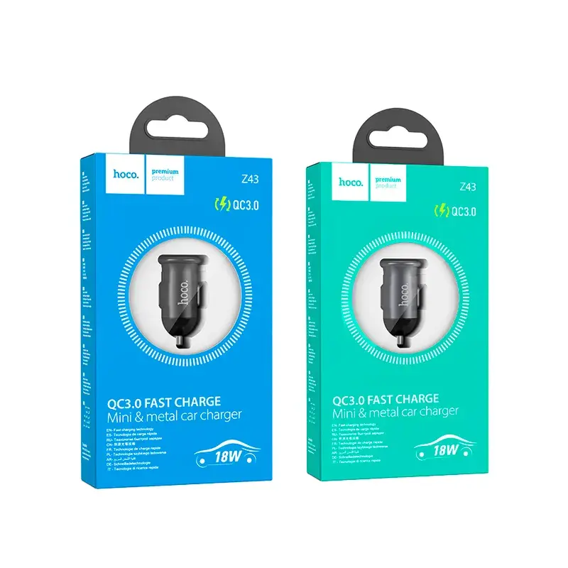 Автомобільне зарядне Hoco Z43 QC3.0 18W (1USB) чорний), зображення 3