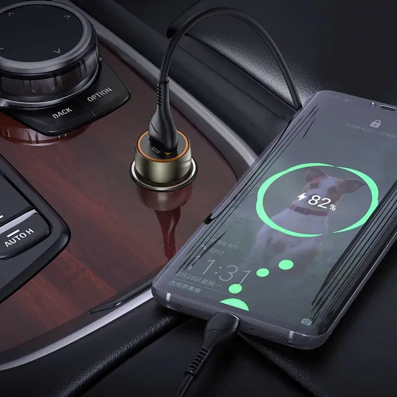 Автомобільне зарядне Hoco Z46 QC3.0 3.1А 18W (1USB) сірий), зображення 4