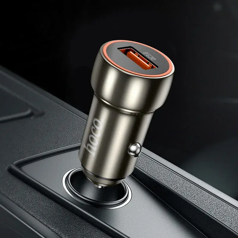 Автомобільне зарядне Hoco Z46 QC3.0 3.1А 18W (1USB) сірий), зображення 5