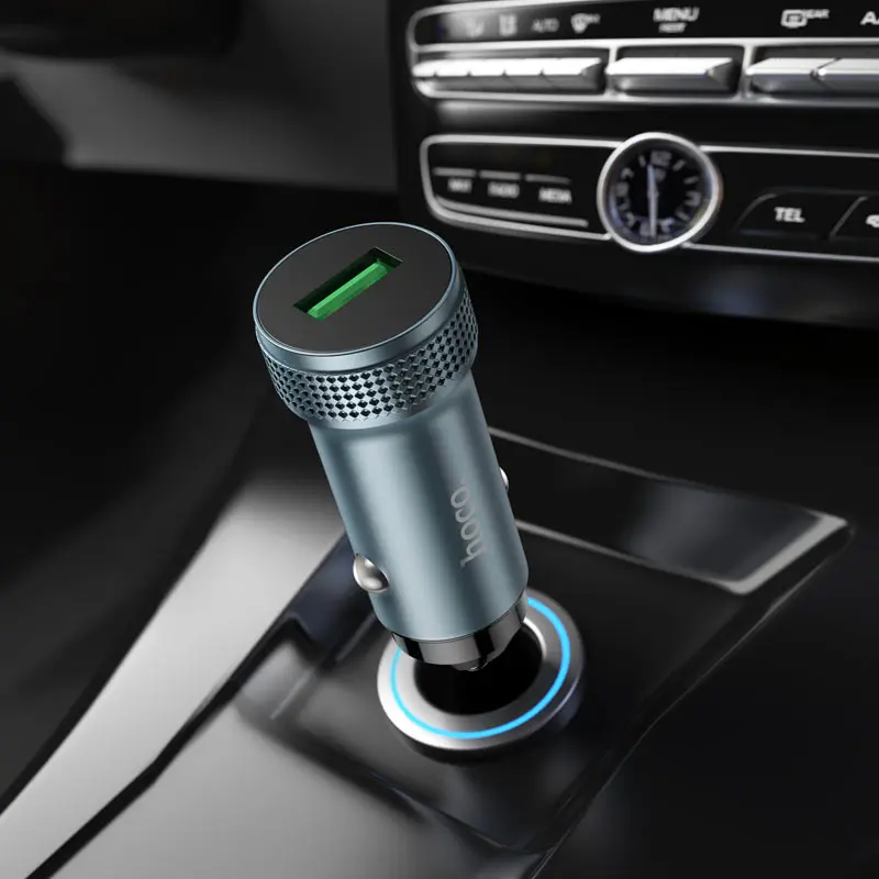 Автомобільне зарядне Hoco Z49A QC3.0 3А 18W (1USB) сірий), зображення 4