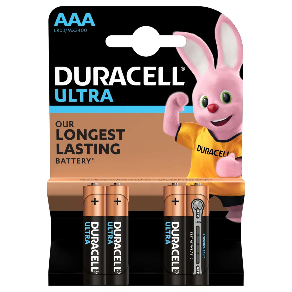 Батарейка DURACELL LR03 MX2400 Ultra Power 1x4 шт. - батарейки.com.ua