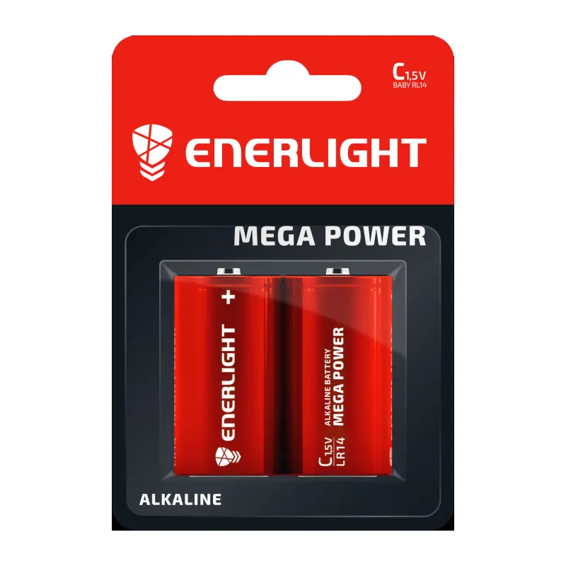 Батарейка ENERLIGHT LR14 MEGA POWER BL2 на сайті батарейки.com.ua