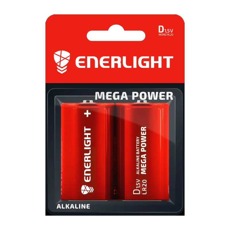 Батарейка ENERLIGHT LR20 MEGA POWER BL2 на батарейки.com.ua