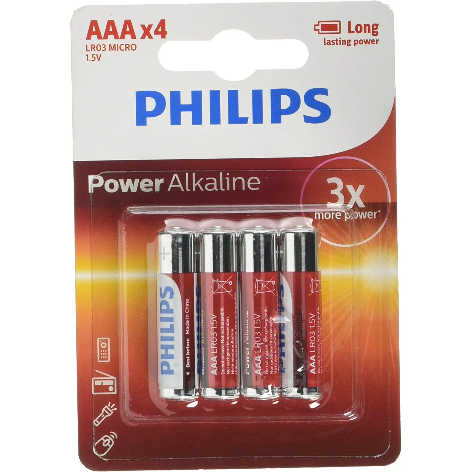 Батарейка PHILIPS Power Alkaline LR03-P4F (4 шт., блістер) - 48 упакувань