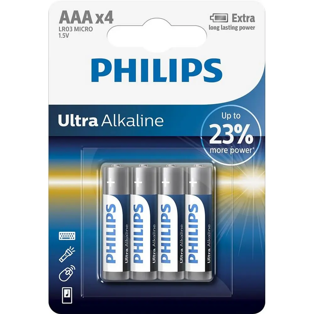 Батарейка PHILIPS Ultra Alkaline LR03-E2B (4 bl) - батарейки.com.ua