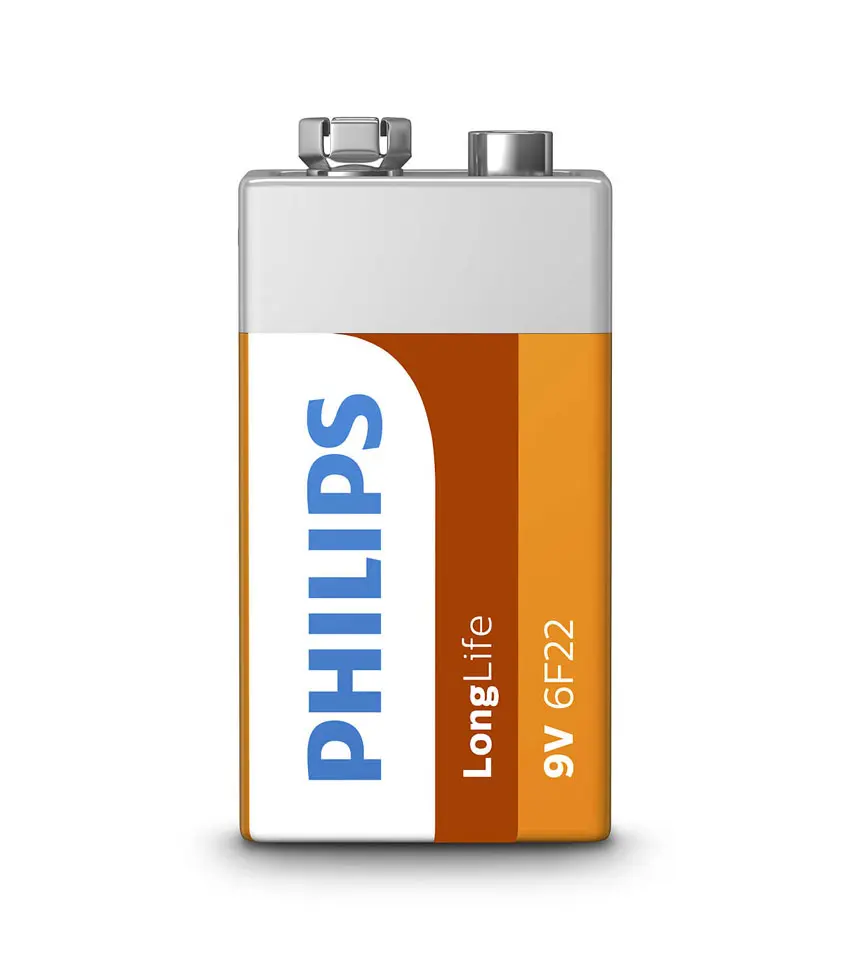 Батарейка PHILIPS longlife 6F22 в коробці від батарейки.com.ua