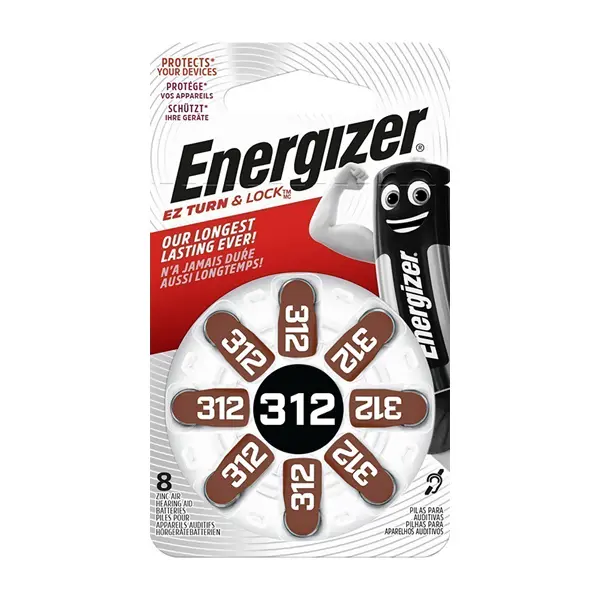 Батарейка для слухового апарата ENERGIZER ZA 312 упаковка 8 шт - батарейки.com.ua