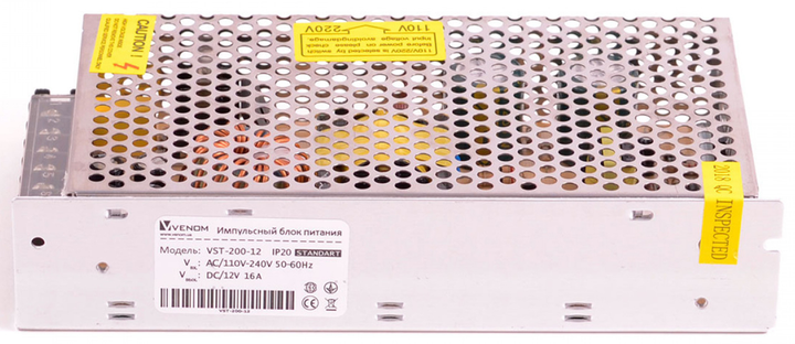 Блок живлення Venom VST-200-12 12V 16A 200Вт IP20 перфорований корпус), зображення 3 Блок живлення Venom VST-200-12 12V 16A 200Вт IP20 перфорований корпус), зображення 3