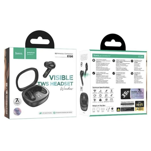 Bluetooth Навушники TWS HOCO EQ6 V5.3 чорні), зображення 3