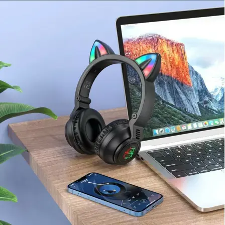 Bluetooth Навушники BOROFONE BO18 чорні з підсвічуванням), зображення 4