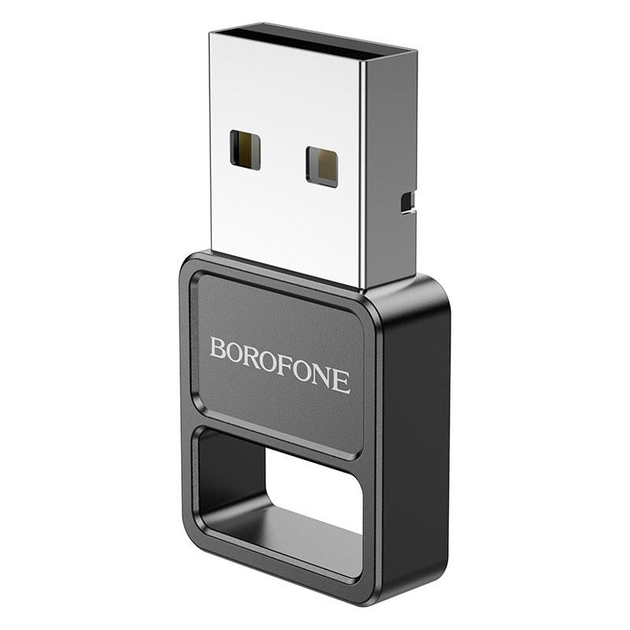 Bluetooth адаптер BOROFONE DH8 USB BTчорний (версія Bluetooth: 5.1, розміри 30 x 16 x 7 мм, вага 2,5 г, швидкість передачі данних 3,0 Мбіт/с, корпус пластик) від батарейки.com.ua