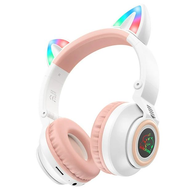 Bluetooth гарнітура BOROFONE BO18 білі з підсвічуванням (LED-підсвітка, по Bluetooth або через стандартний кабель AUX 3.5 miniJack, карта пам'яті TF/Micro SD,а кумулятор 400 mAh, Мікрофон, Діапазон частот - 20 - 20000 Гц, Опір - 32 Ом, Динамік - 40 мм) від батарейки.com.ua