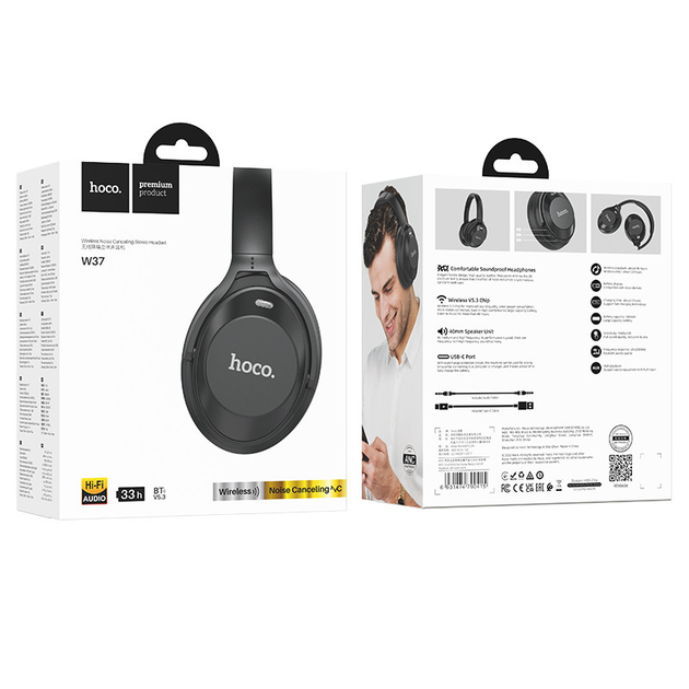 Bluetooth навушники Hoco W37 V5.3 Чорні), зображення 4