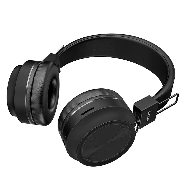 Bluetooth навушники HOCO W25 Promice black (карта пам'яті micro sd, Bluetooth 5.0, аудіо роз'єм jack 3.5 мм, складна конструкція регулюєме оголів'я, з мікрофоном) від батарейки.com.ua