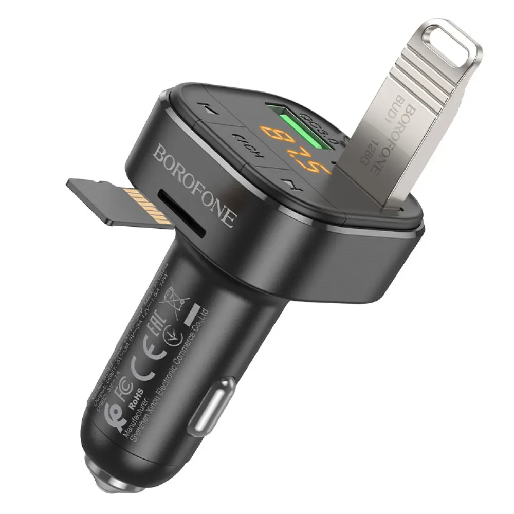 FM-модулятор BOROFONE BC43 Flash QC3.0 чорний), зображення 3 FM-модулятор BOROFONE BC43 Flash QC3.0 чорний), зображення 3