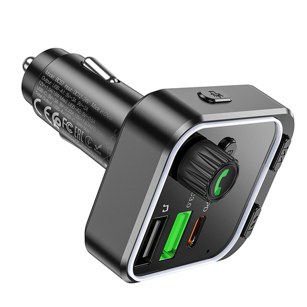 FM-модулятор BOROFONE BC53 Highway PD20W QC3.0 чорний), зображення 3