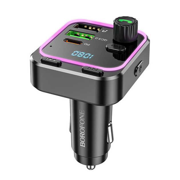 FM-модулятор BOROFONE BC53 Highway PD20W QC3.0 чорний), зображення 4
