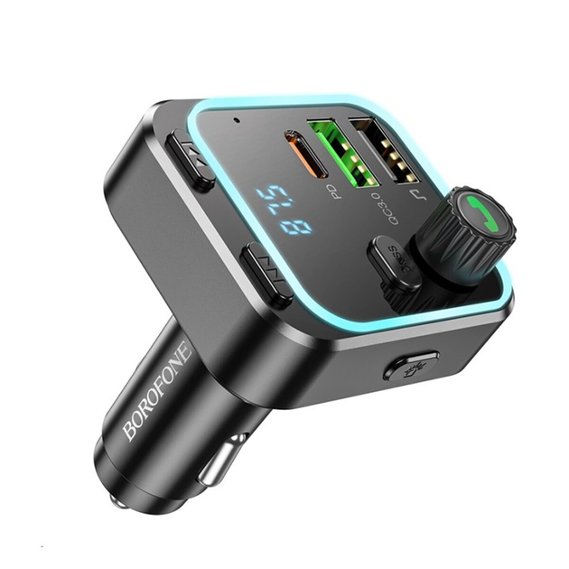 FM-модулятор BOROFONE BC53 Highway PD20W QC3.0 чорний), зображення 5