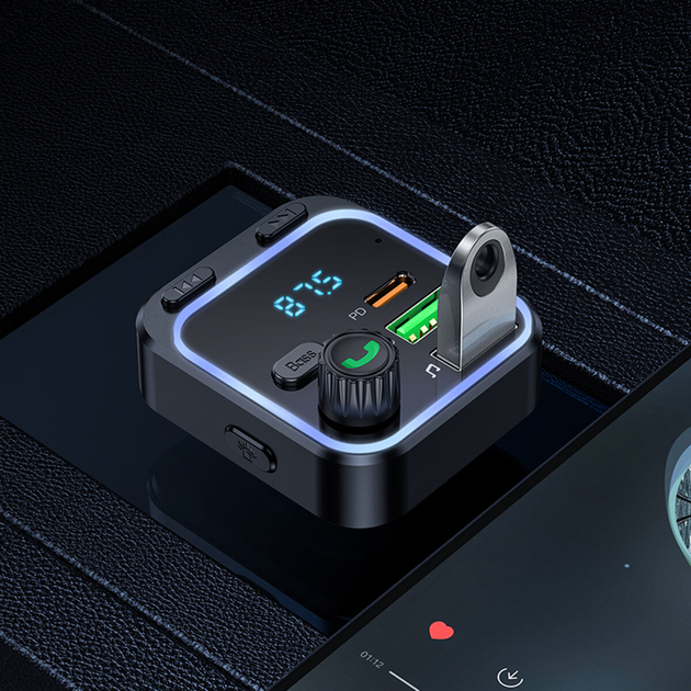 FM-модулятор BOROFONE BC53 Highway PD20W QC3.0 чорний), зображення 6