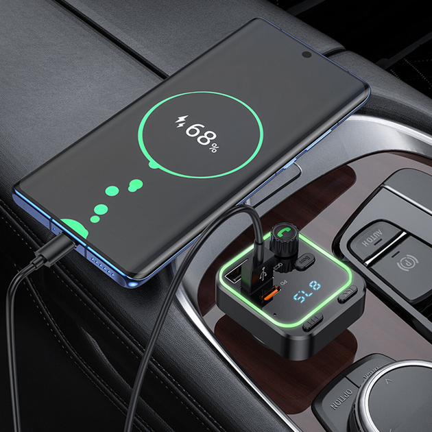 FM-модулятор BOROFONE BC53 Highway PD20W QC3.0 чорний), зображення 7