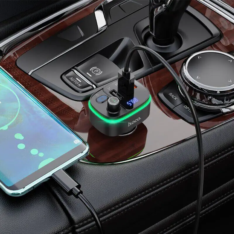 FM-модулятор HOCO E62 2USB PD20W QC3.0 bluetooth 5.0 чорний), зображення 2 FM-модулятор HOCO E62 2USB PD20W QC3.0 bluetooth 5.0 чорний), зображення 2