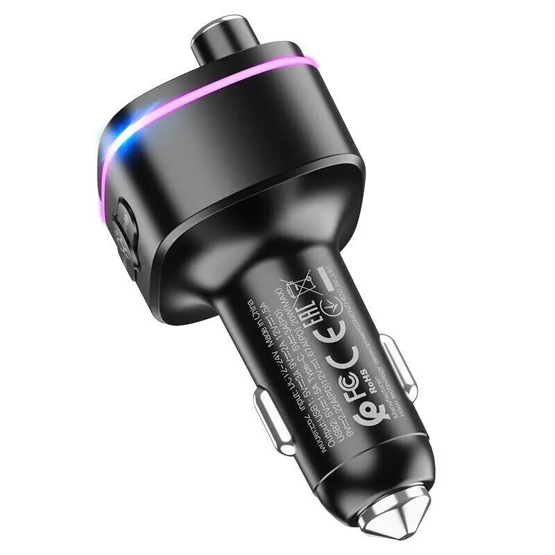 FM-модулятор HOCO E62 2USB PD20W QC3.0 bluetooth 5.0 чорний), зображення 6 FM-модулятор HOCO E62 2USB PD20W QC3.0 bluetooth 5.0 чорний), зображення 6